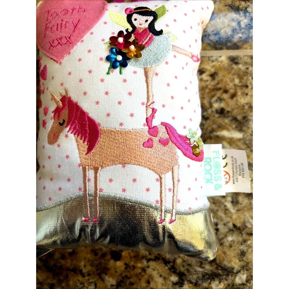 Tooth‎ & Rock Polka Dot Unicorn Heart Plush Tooth Fairy Pillow Door Hanger